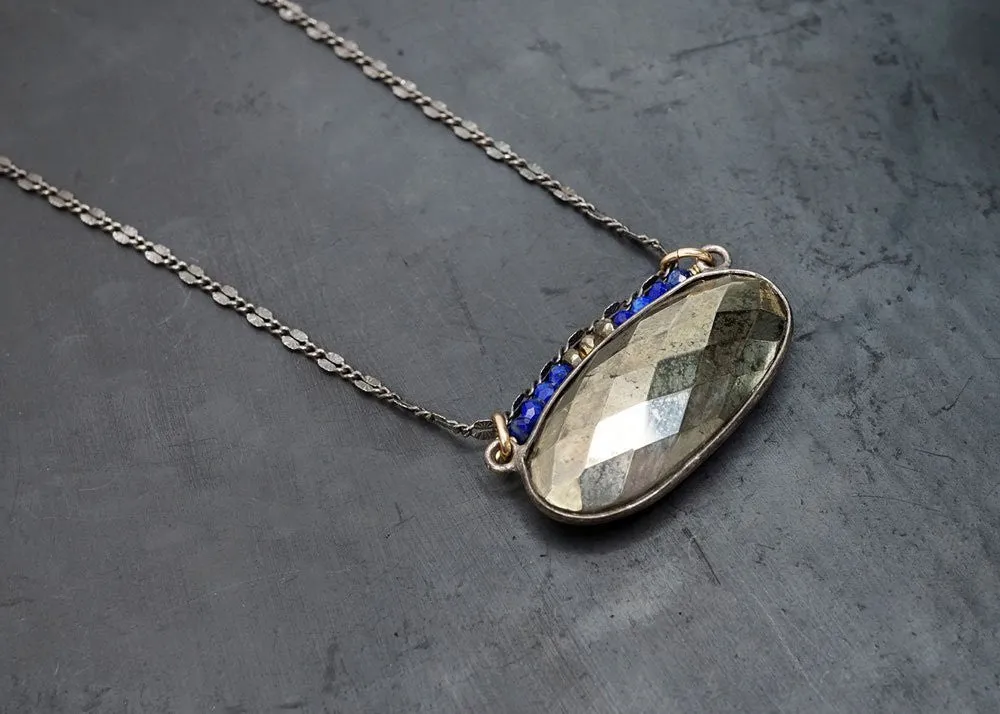 SILVER WRAPPED PYRITE PENDANT NECKLACE