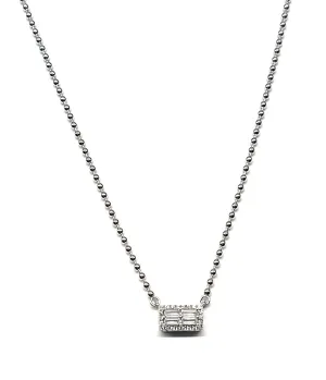 Slate Bead Chain with Emerald Cut & Pave CZ's Necklace