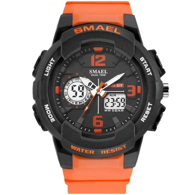 SMAEL Army LED Military Dual Display Wrist Watches Men Golden Digital Sports Watches Men Clock Quartz Watch Relogio Masculino