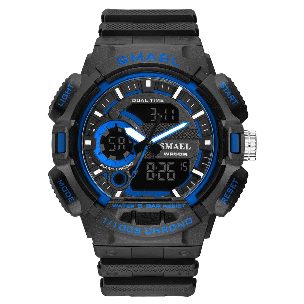 SMAEL Fashion Digital-Watch Mens Sports Watches Army Military Wristwatch Clock Men Quartz Stopwatch Chronograph Analog Watch
