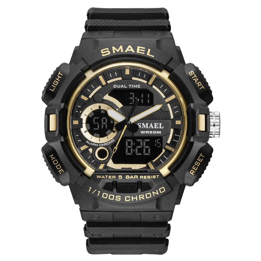 SMAEL Fashion Digital-Watch Mens Sports Watches Army Military Wristwatch Clock Men Quartz Stopwatch Chronograph Analog Watch