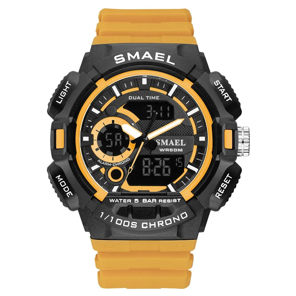 SMAEL Fashion Digital-Watch Mens Sports Watches Army Military Wristwatch Clock Men Quartz Stopwatch Chronograph Analog Watch