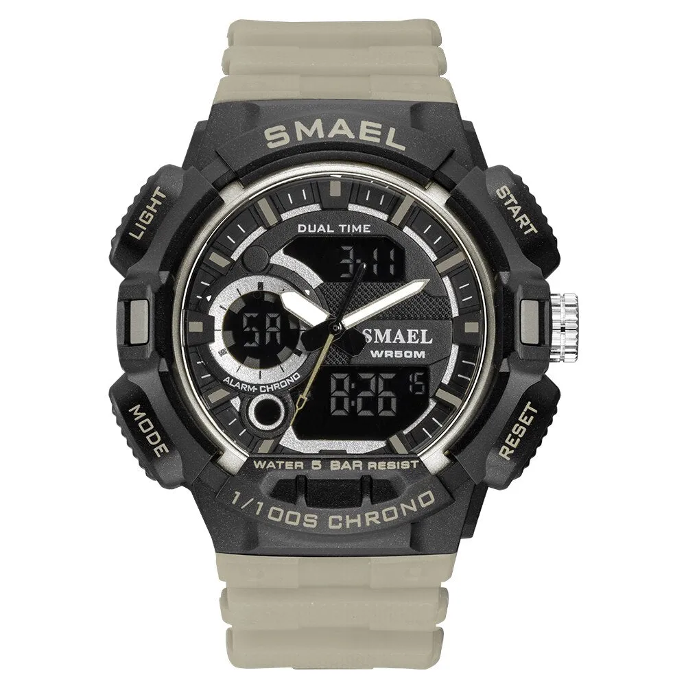 SMAEL Fashion Digital-Watch Mens Sports Watches Army Military Wristwatch Clock Men Quartz Stopwatch Chronograph Analog Watch