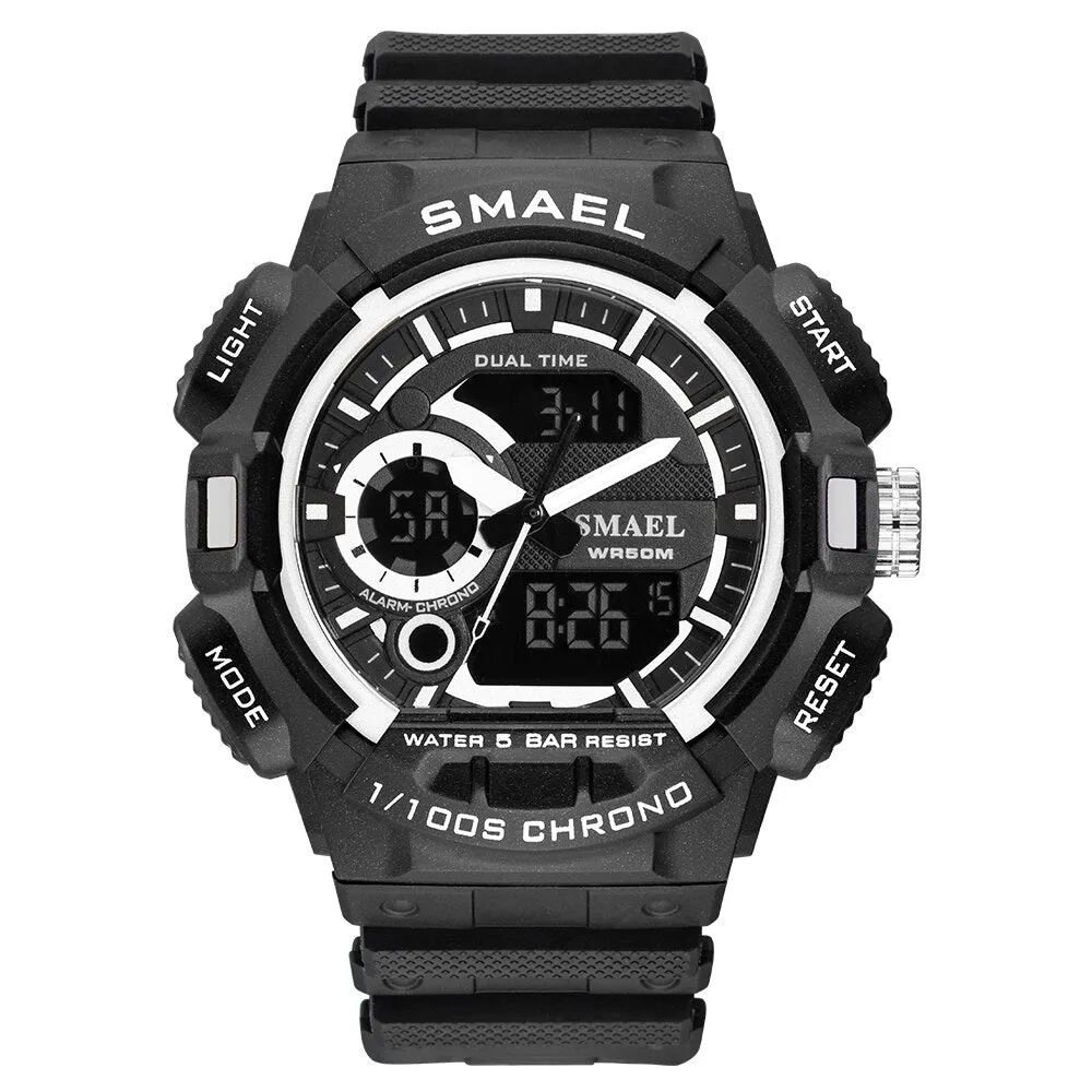 SMAEL Fashion Digital-Watch Mens Sports Watches Army Military Wristwatch Clock Men Quartz Stopwatch Chronograph Analog Watch