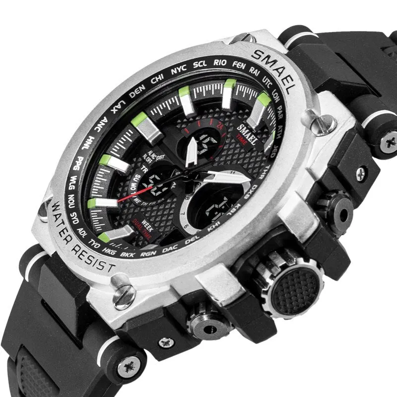 SMAEL Men Outdoor Sports Watches Fashion Waterproof LED Multifunction Digital Wristwatches Quartz Watch Clock Relogio Masculino