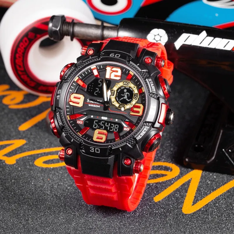 SMAEL Sport Watch Men Quartz Electronic Watches Waterproof 5Bar Dual Time Men Military Watches Shock Resistant Alarm Clock