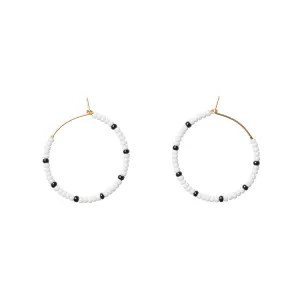Small Hoop Earrings - WHITE/BLACK