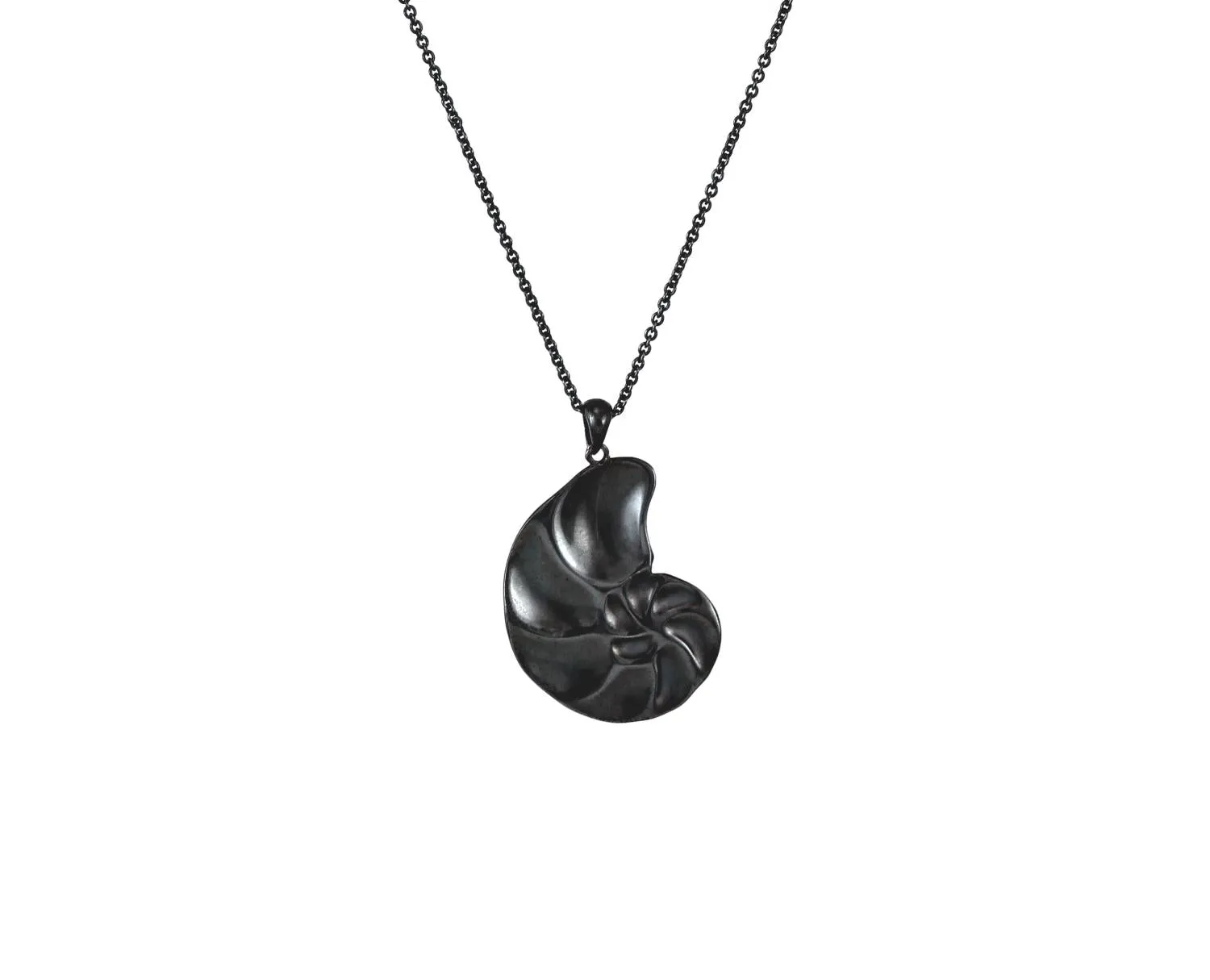 Small Oxidized Ammonite Pendant