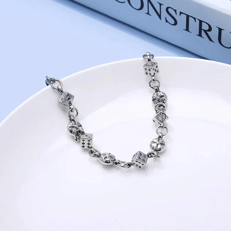 Small Square Beads Stainless Steel Bracelet for Men and Women Clothing Accessory