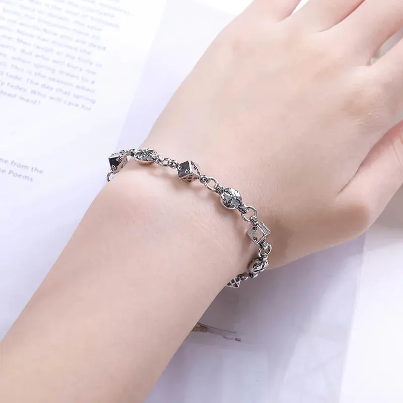 Small Square Beads Stainless Steel Bracelet for Men and Women Clothing Accessory