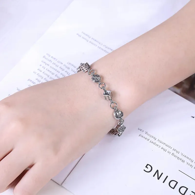 Small Square Beads Stainless Steel Bracelet for Men and Women Clothing Accessory