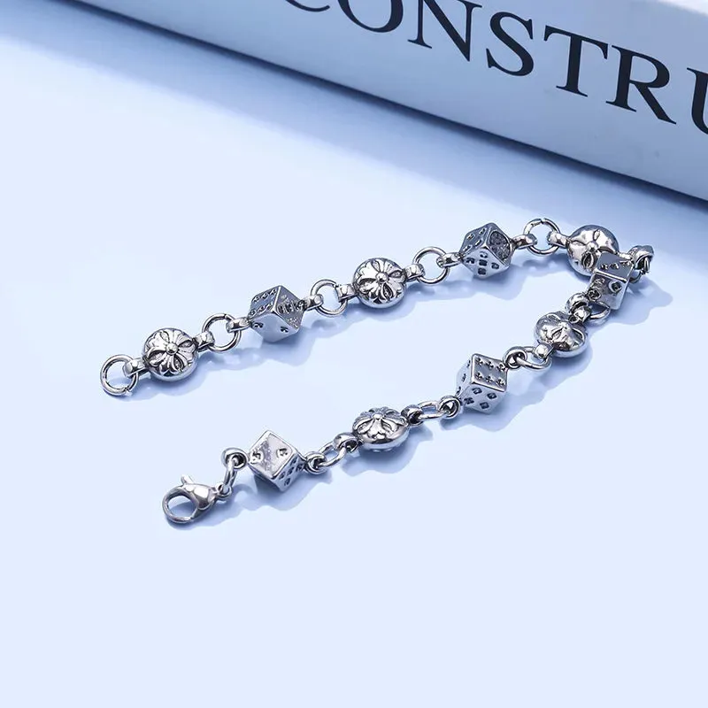 Small Square Beads Stainless Steel Bracelet for Men and Women Clothing Accessory