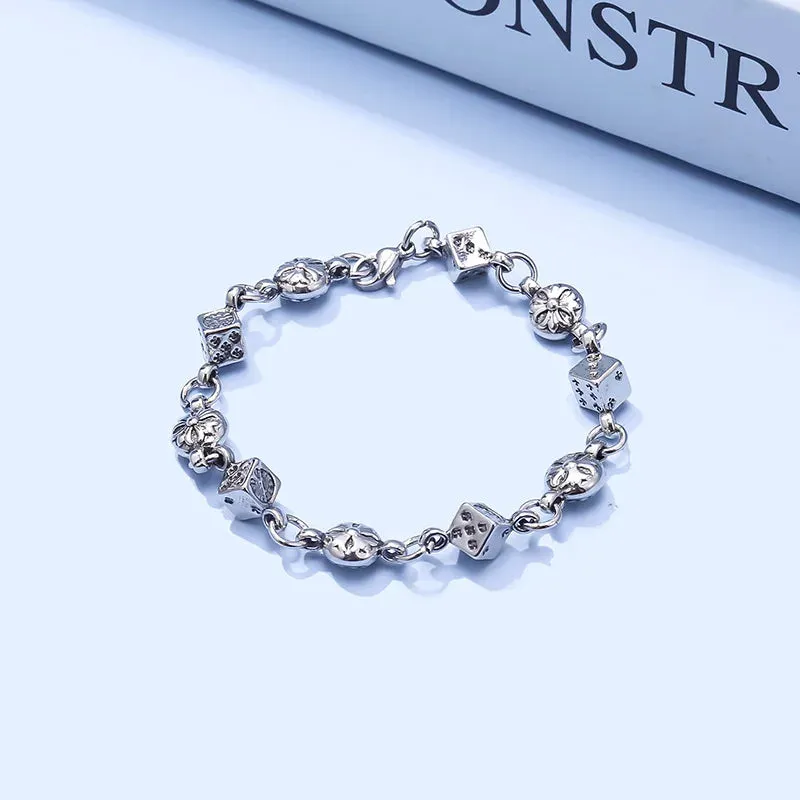Small Square Beads Stainless Steel Bracelet for Men and Women Clothing Accessory