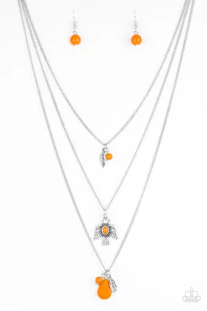 Soar With The Eagles - Orange Necklace