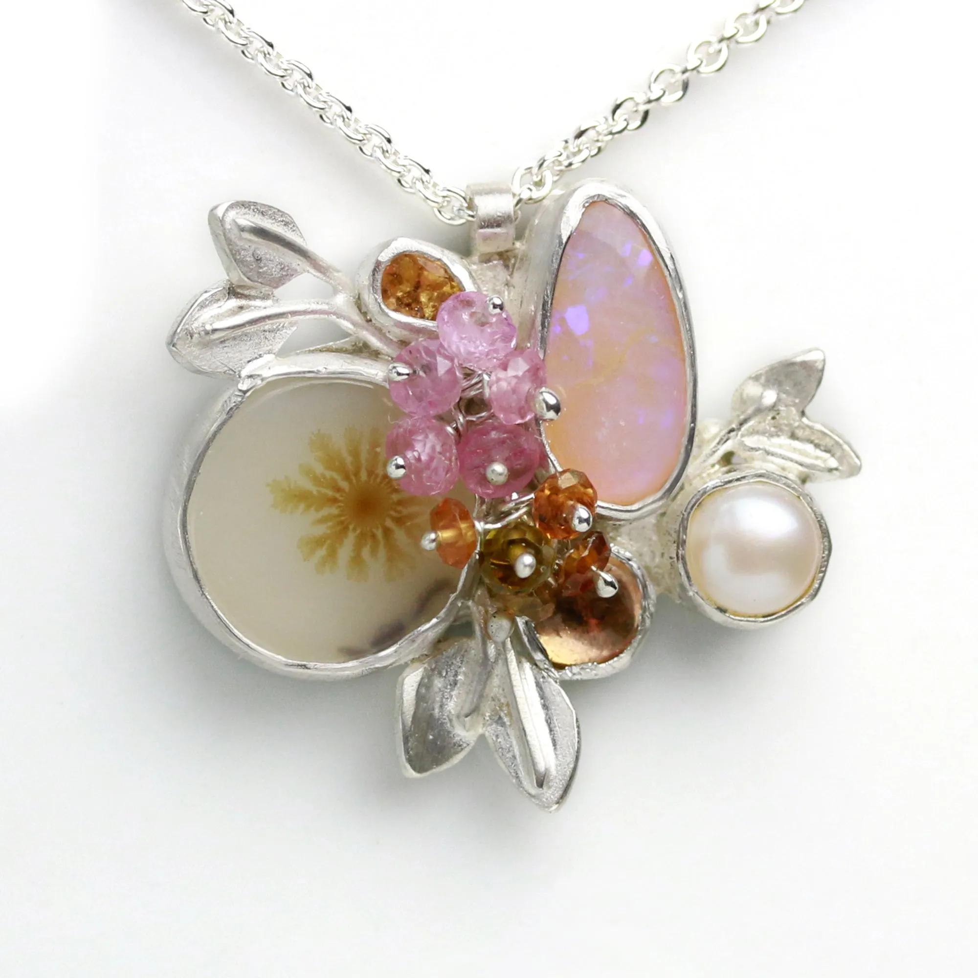 SOLD  Dendrites, Opal and Brown Tourmaline Leafy Cluster