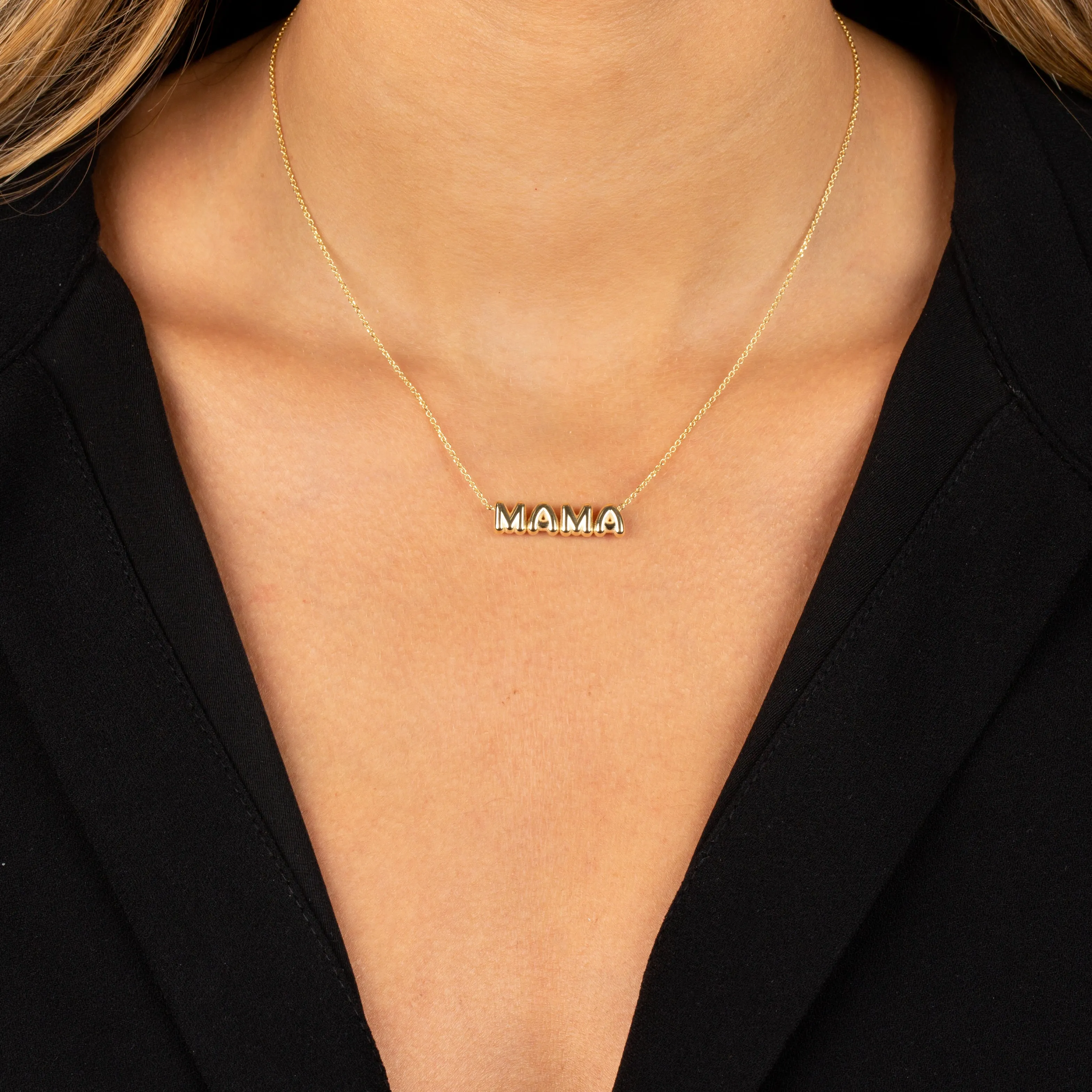 Solid Bubble Mama Necklace 14K