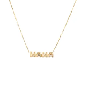 Solid Bubble Mama Necklace 14K