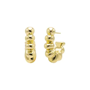 Solid Graduated Open Beaded Hoop Earring