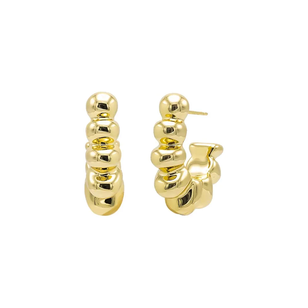 Solid Graduated Open Beaded Hoop Earring