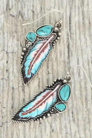 Sophia collection Western Turquoise Feather Post Earrings