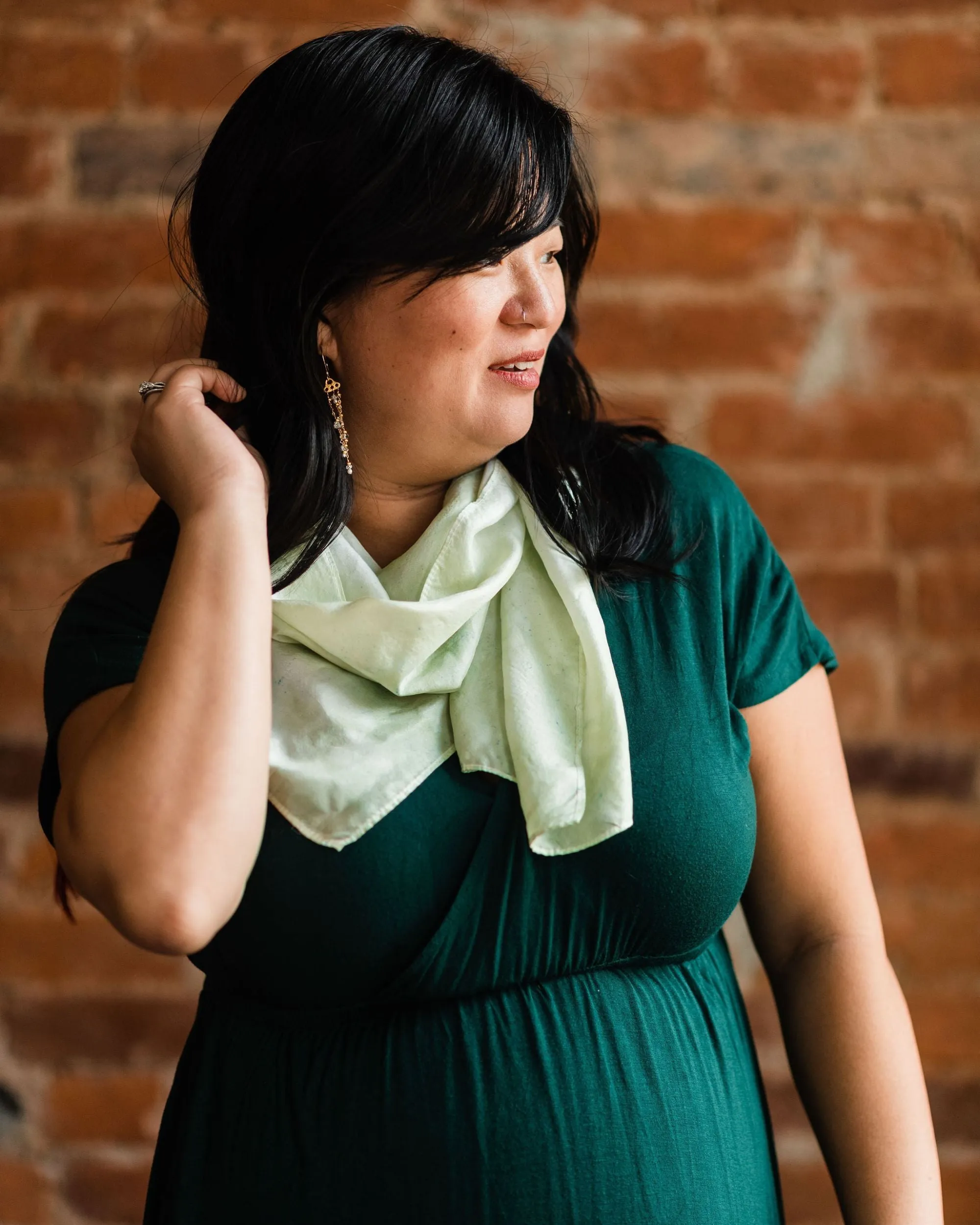 Speckled Sage Silk Scarf - April