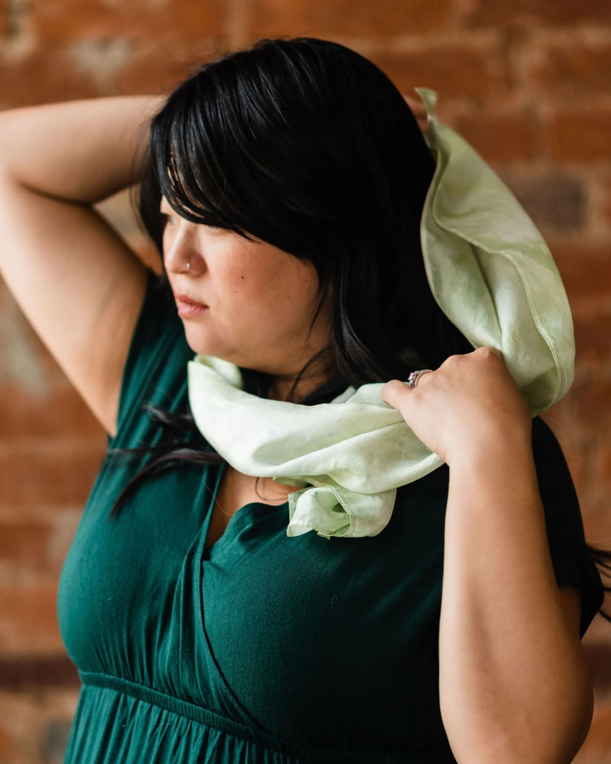 Speckled Sage Silk Scarf - April