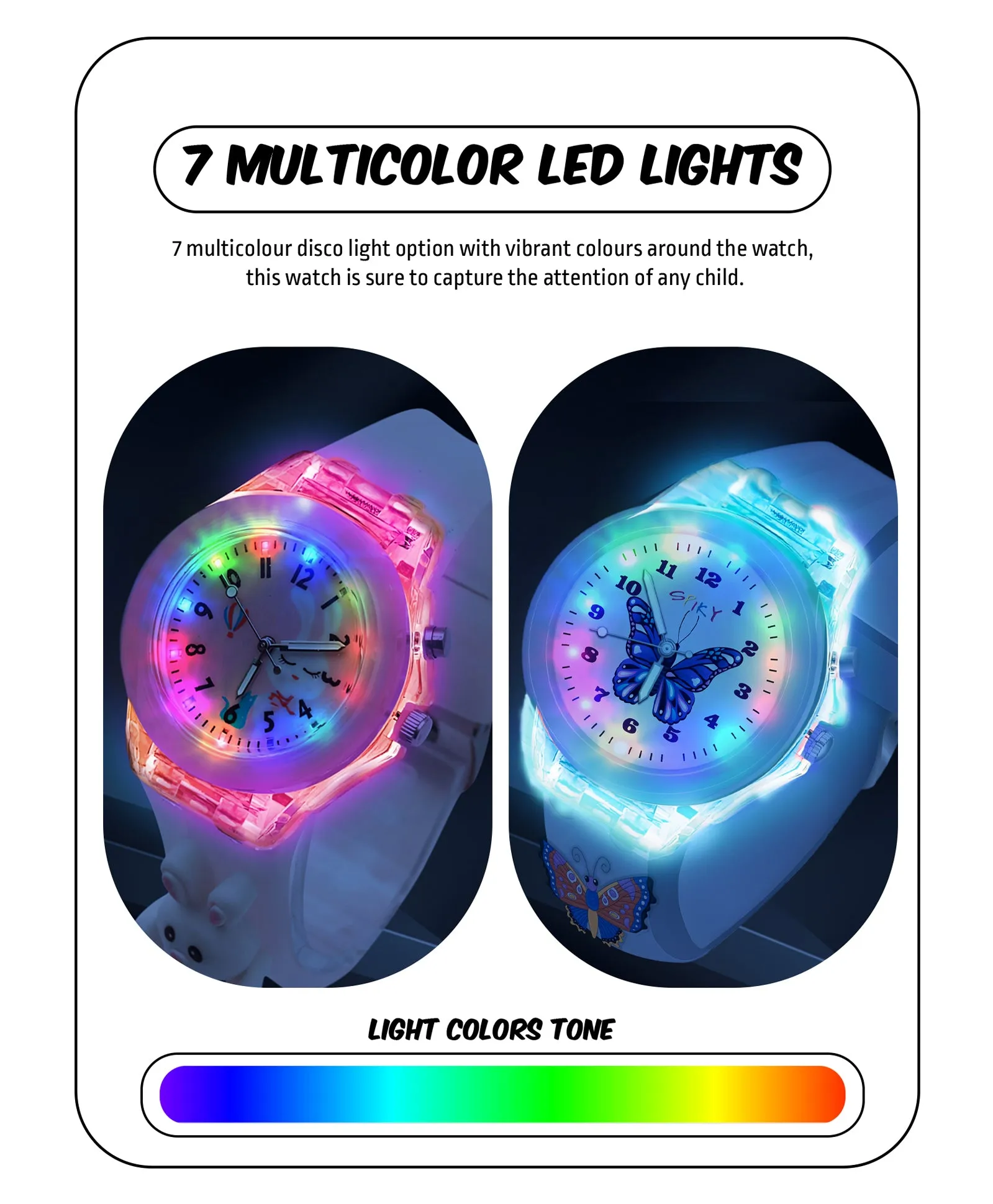 Spiky 3D Monkey & Rabbit Cartoon Analog Light Watch Combo