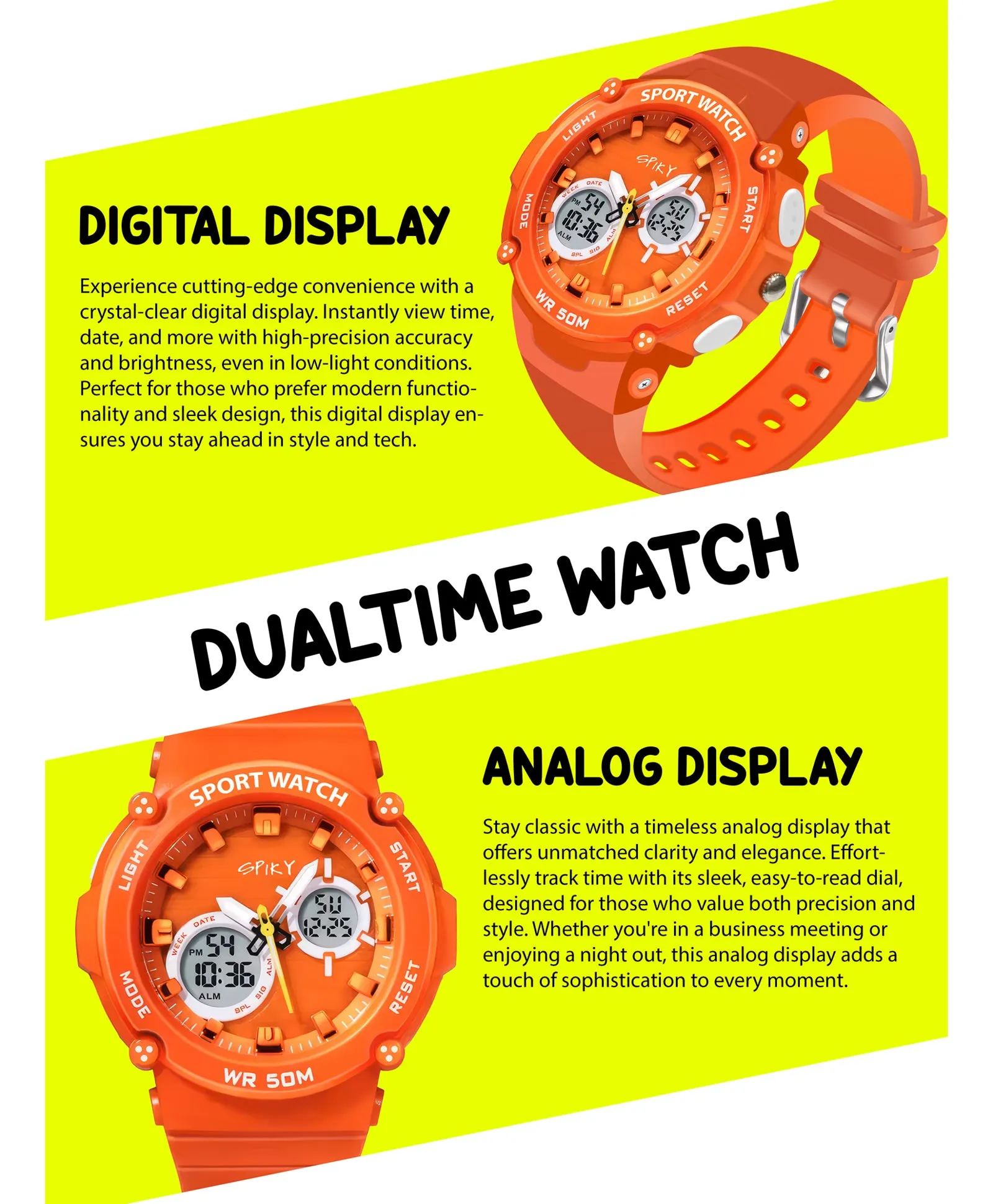 Spiky Eva29 Round Digital Sports Diving Watch