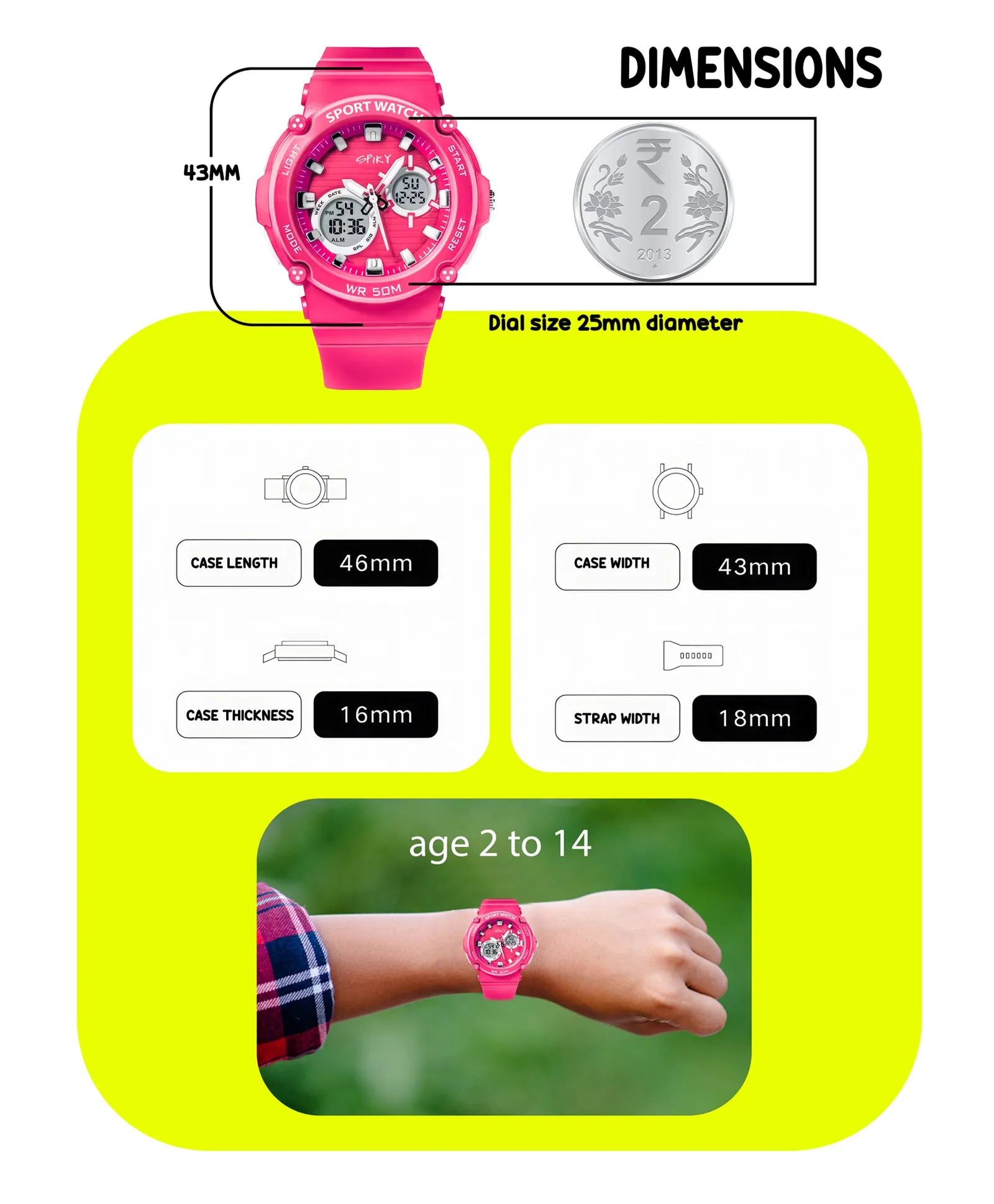 Spiky Eva29 Round Digital Sports Diving Watch
