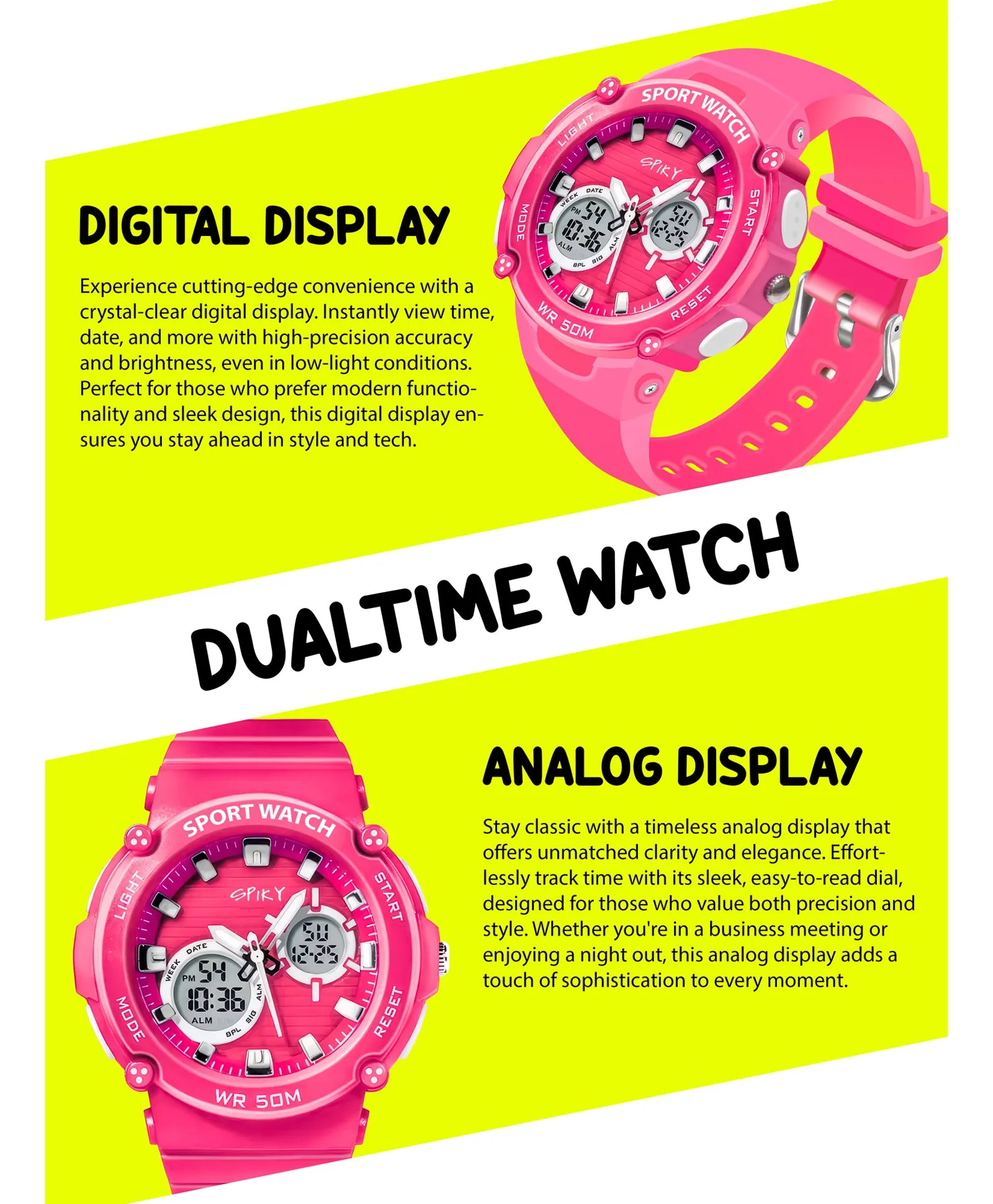 Spiky Eva29 Round Digital Sports Diving Watch