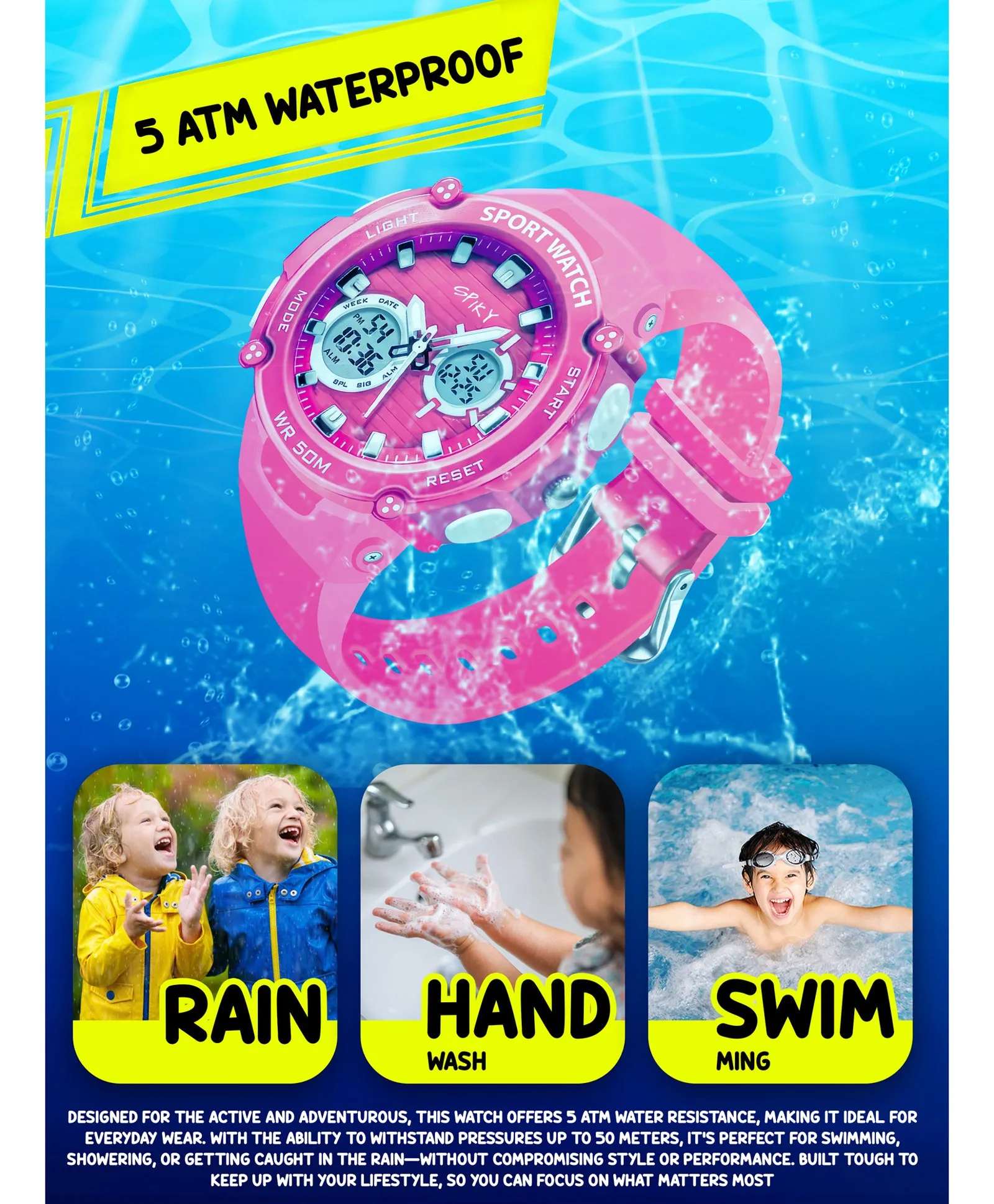 Spiky Eva29 Round Digital Sports Diving Watch