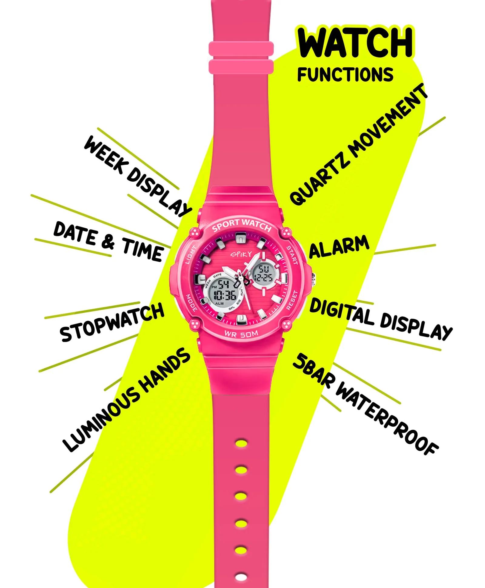 Spiky Eva29 Round Digital Sports Diving Watch