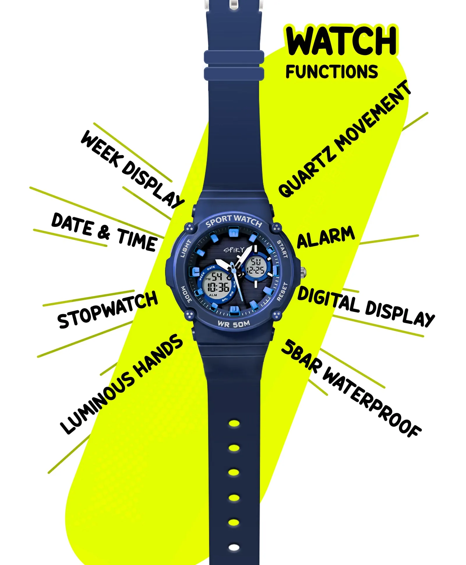 Spiky Eva29 Round Digital Sports Diving Watch