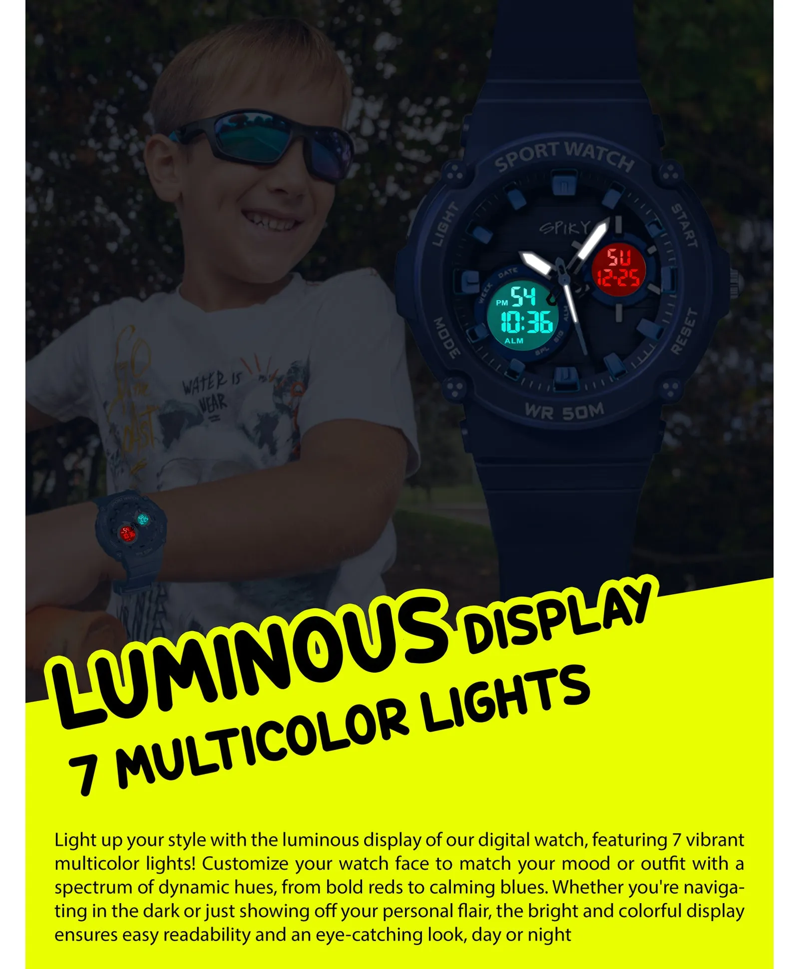 Spiky Eva29 Round Digital Sports Diving Watch