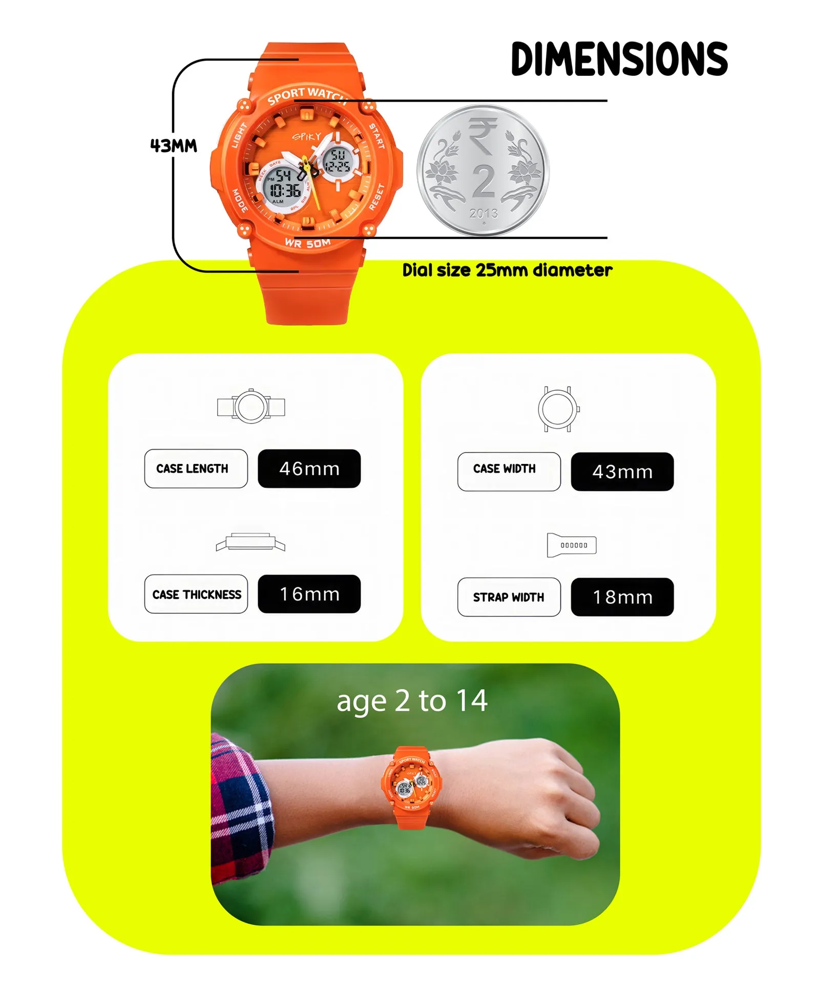 Spiky Eva29 Round Digital Sports Diving Watch