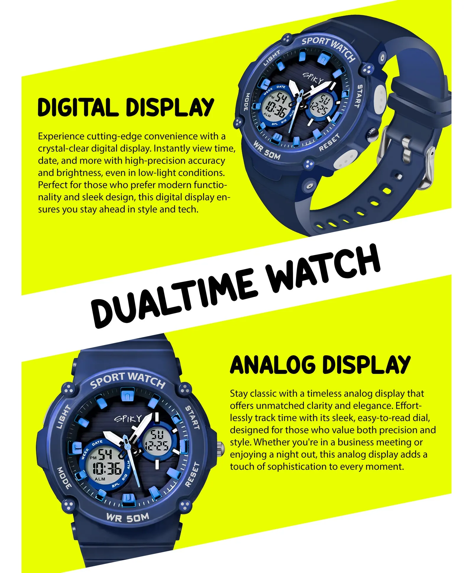 Spiky Eva29 Round Digital Sports Diving Watch