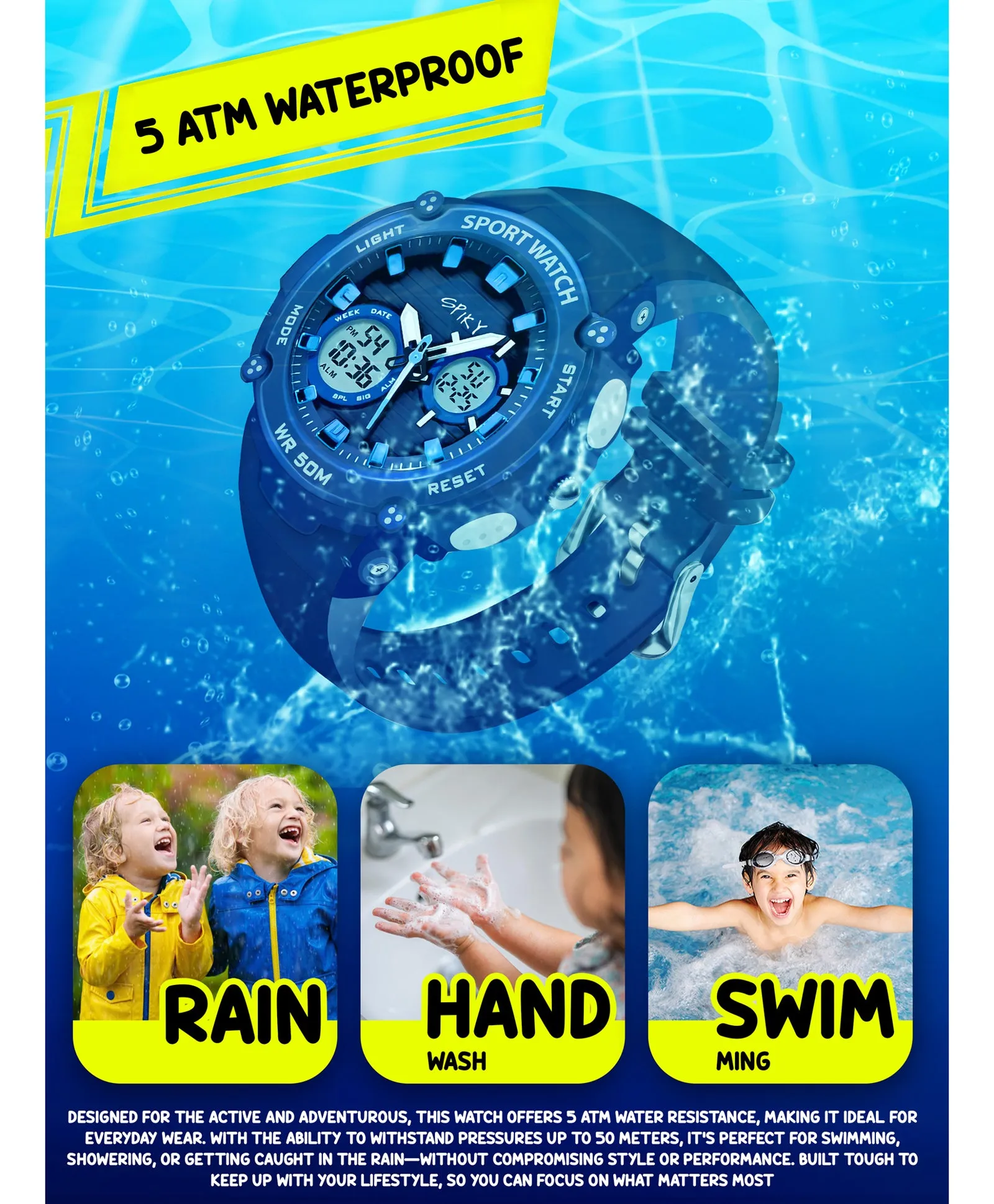 Spiky Eva29 Round Digital Sports Diving Watch