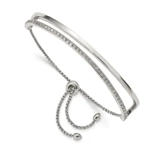 Stainless Steel Polished with Crystals from Swarovski Adjustable Bangle