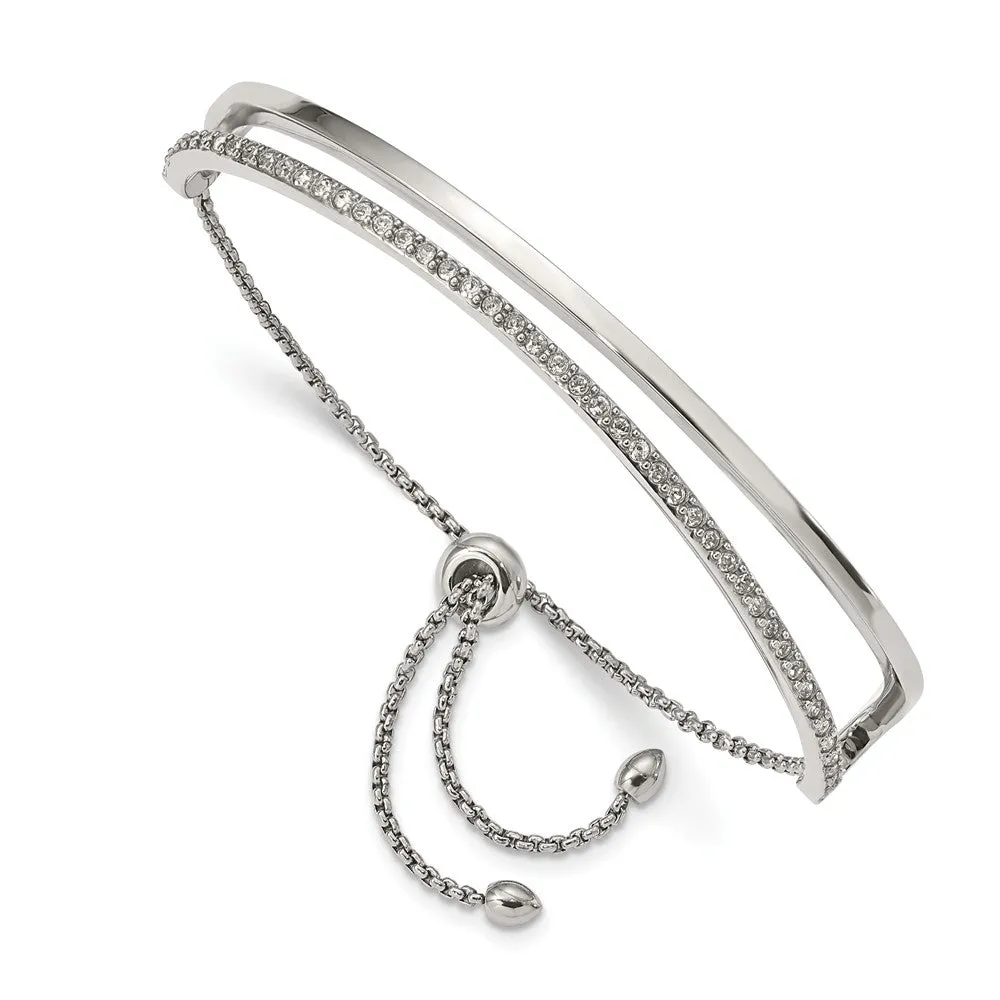 Stainless Steel Polished with Crystals from Swarovski Adjustable Bangle