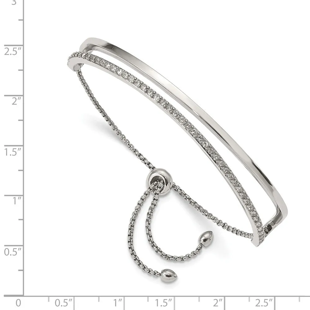 Stainless Steel Polished with Crystals from Swarovski Adjustable Bangle