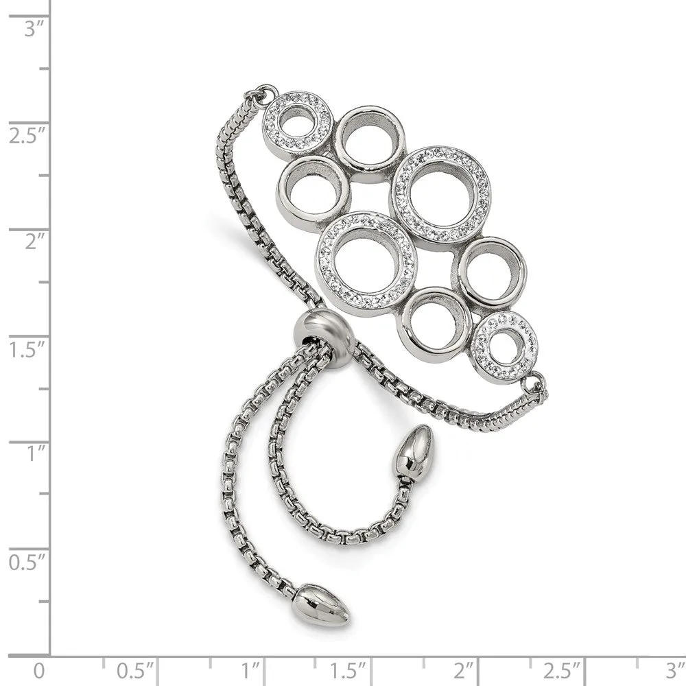 Stainless Steel Polished w/Preciosa Crystal Adjustable Bracelet