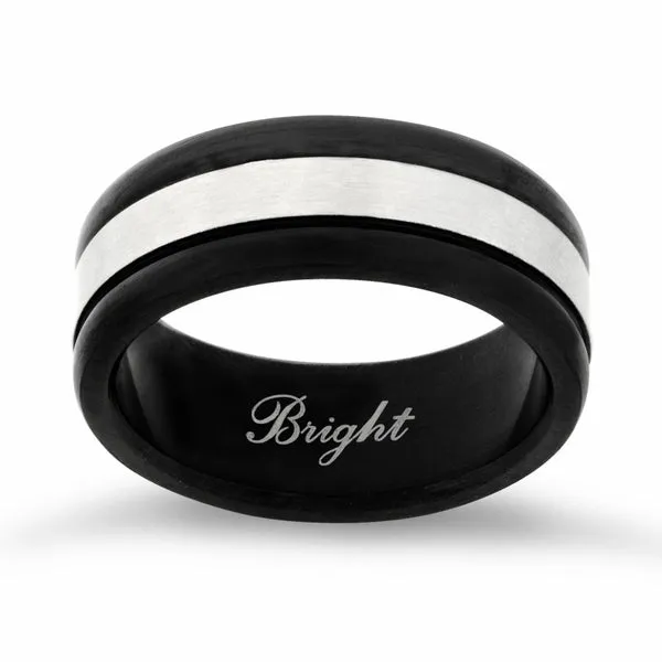 Stainless Steel Two Tone Black Wedding Band Ring