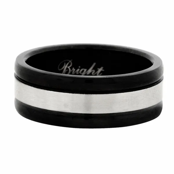 Stainless Steel Two Tone Black Wedding Band Ring