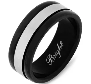 Stainless Steel Two Tone Black Wedding Band Ring