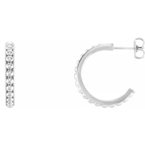 Sterling Silver 20 mm Beaded Hoop Earrings