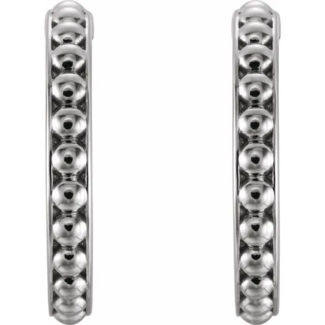 Sterling Silver 20 mm Beaded Hoop Earrings