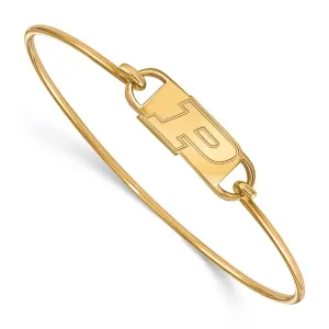 Sterling Silver Gold-plated Purdue University Letter P Small Center 7 inch Wire Bangle