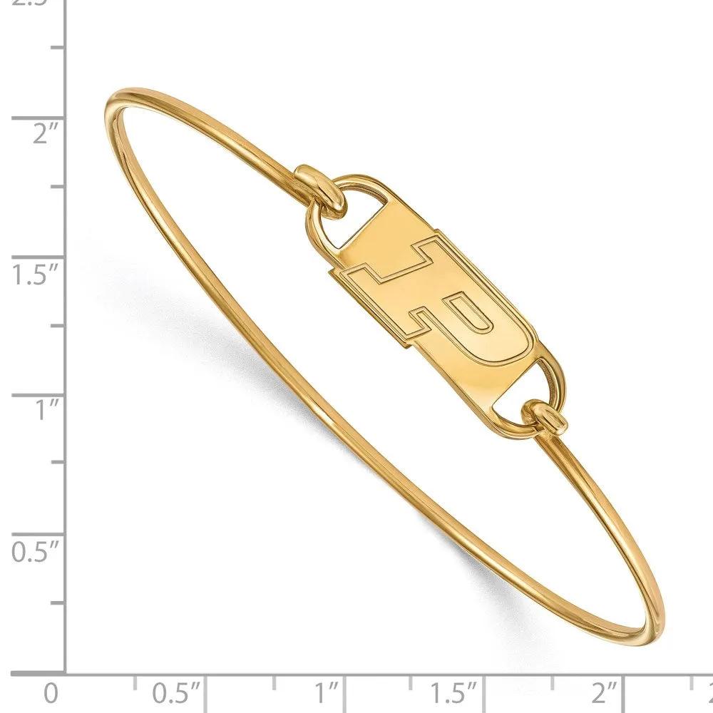 Sterling Silver Gold-plated Purdue University Letter P Small Center 7 inch Wire Bangle