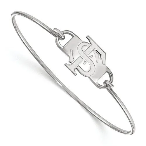 Sterling Silver LogoArt Florida State University Small Ctr Wire Bangle