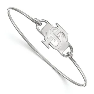 Sterling Silver LogoArt Florida State University Small Ctr Wire Bangle